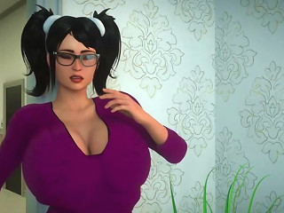 3d Futanari Dickgirl V Brýlích šuká Horkou Dívku V Animovaném Videu
